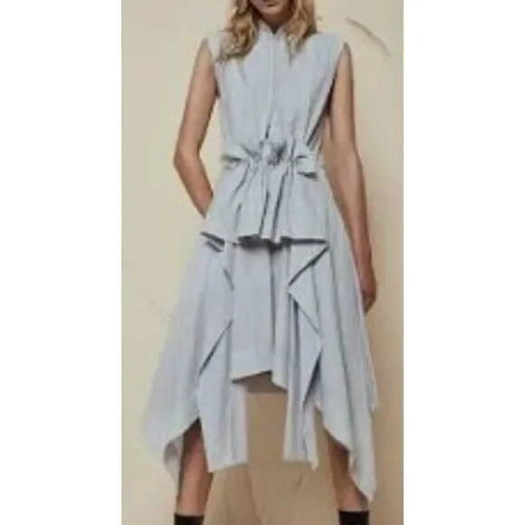 Acler Pinstripe Ruched High Lo Dress Sz. 2 US - Picture 1 of 12